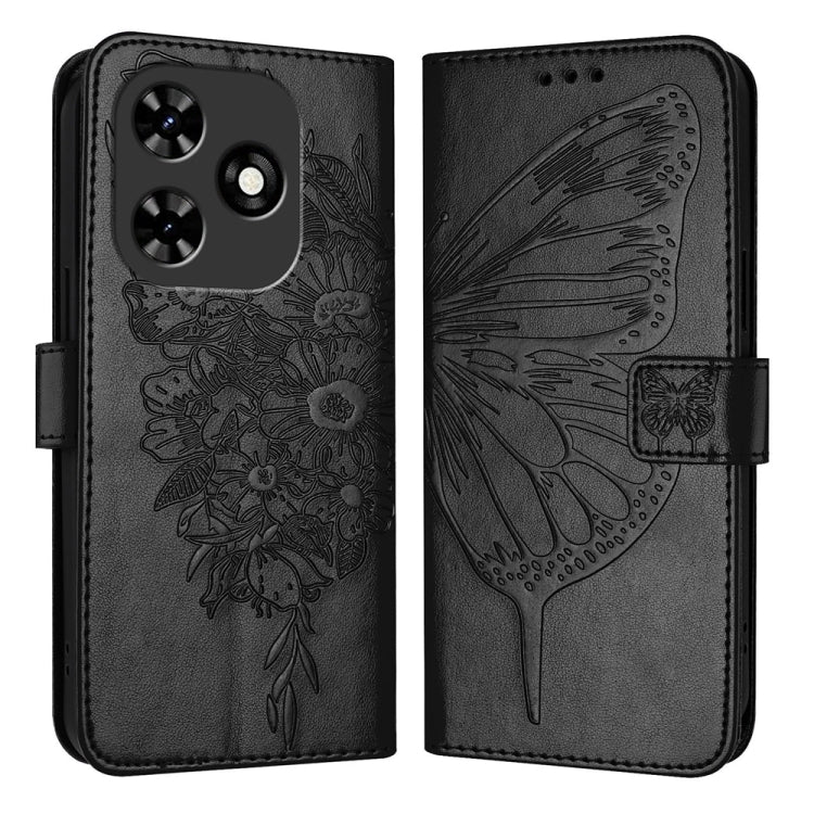 For Tecno Spark Go 2024 / Spark 20C Embossed Butterfly Leather Phone Case(Black) - Tecno Cases by PMC Jewellery | Online Shopping South Africa | PMC Jewellery | Buy Now Pay Later Mobicred