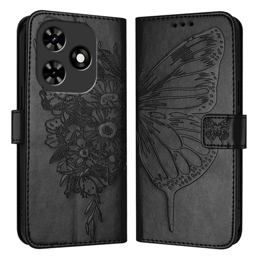 For Tecno Spark Go 2024 / Spark 20C Embossed Butterfly Leather Phone Case(Black) - Tecno Cases by PMC Jewellery | Online Shopping South Africa | PMC Jewellery | Buy Now Pay Later Mobicred