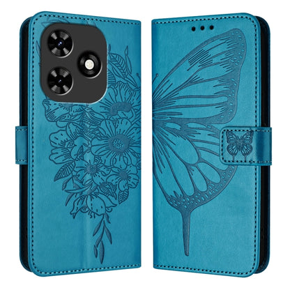 For Tecno Spark Go 2024 / Spark 20C Embossed Butterfly Leather Phone Case(Blue) - Tecno Cases by PMC Jewellery | Online Shopping South Africa | PMC Jewellery | Buy Now Pay Later Mobicred