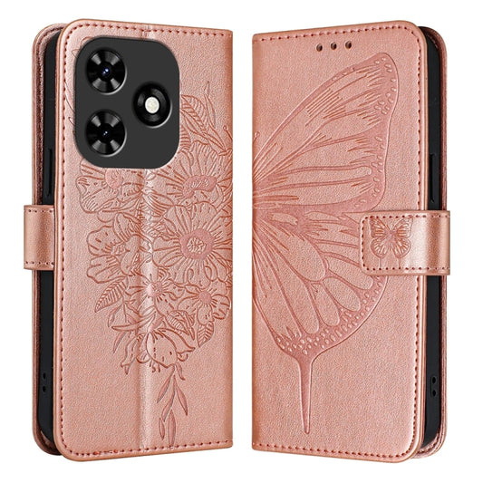 For Tecno Spark Go 2024 / Spark 20C Embossed Butterfly Leather Phone Case(Rose Gold) - Tecno Cases by PMC Jewellery | Online Shopping South Africa | PMC Jewellery | Buy Now Pay Later Mobicred