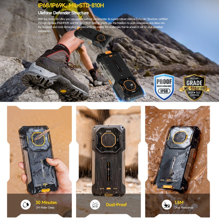 [HK Warehouse] Ulefone Armor 26 Ultra Walkie-Talkie Version Rugged Phone, 12GB+512GB, 6.78 inch Android 13 MediaTek Dimensity 8020 Octa Core, Network: 5G, NFC(Black) - Ulefone by Ulefone | Online Shopping South Africa | PMC Jewellery | Buy Now Pay Later Mobicred