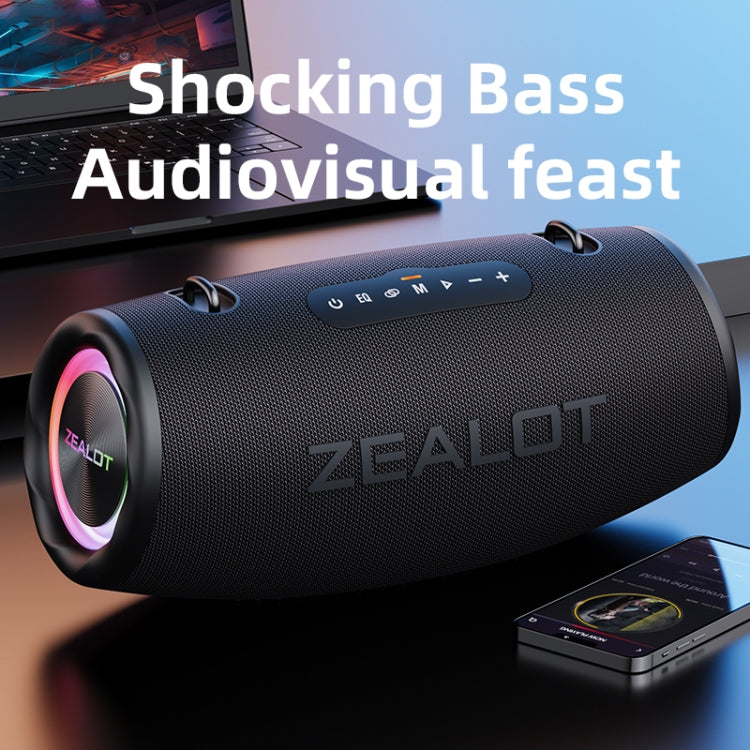 Zealot S87 80W Portable Outdoor Bluetooth Speaker with RGB Light(Black) - Waterproof Speaker by ZEALOT | Online Shopping South Africa | PMC Jewellery | Buy Now Pay Later Mobicred