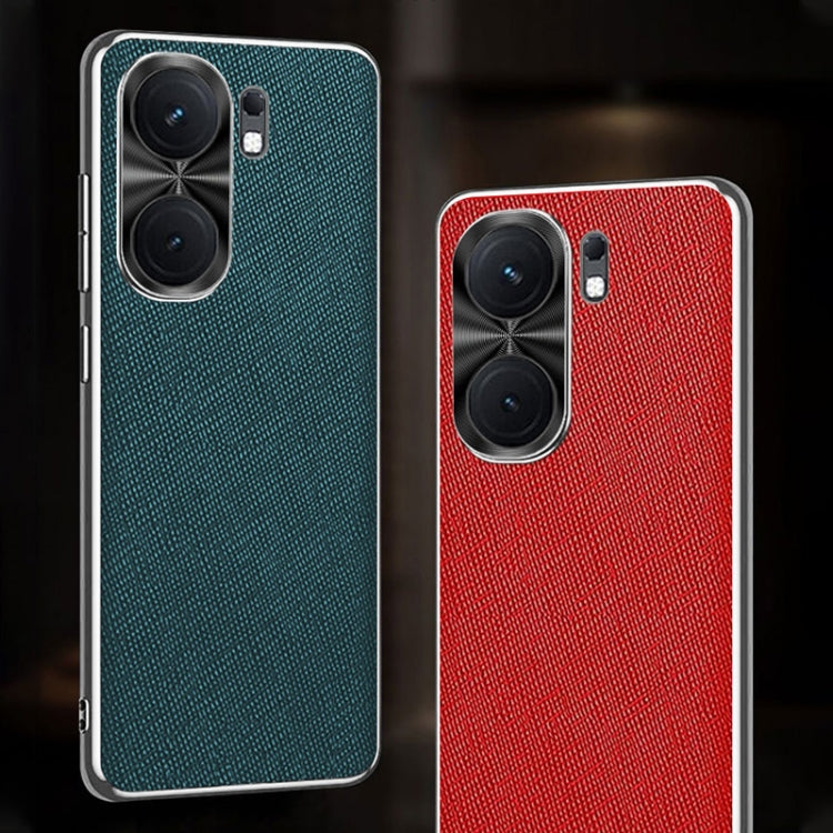 For vivo iQOO Neo8 Silver Edge Cross Texture PU Leather Phone Case(Sapphire Blue) - vivo Cases by PMC TechLife | Online Shopping South Africa | PMC TechLife | Buy Now Pay Later Mobicred