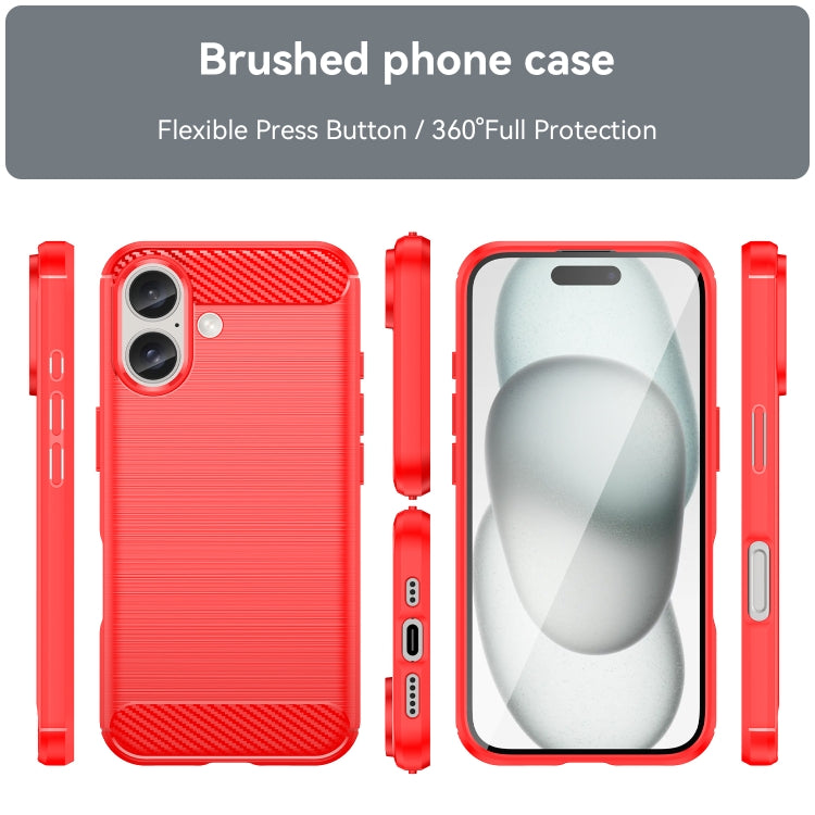 For iPhone 16 Brushed Texture Carbon Fiber TPU Phone Case(Red) - iPhone 16 Cases by PMC Jewellery | Online Shopping South Africa | PMC Jewellery | Buy Now Pay Later Mobicred