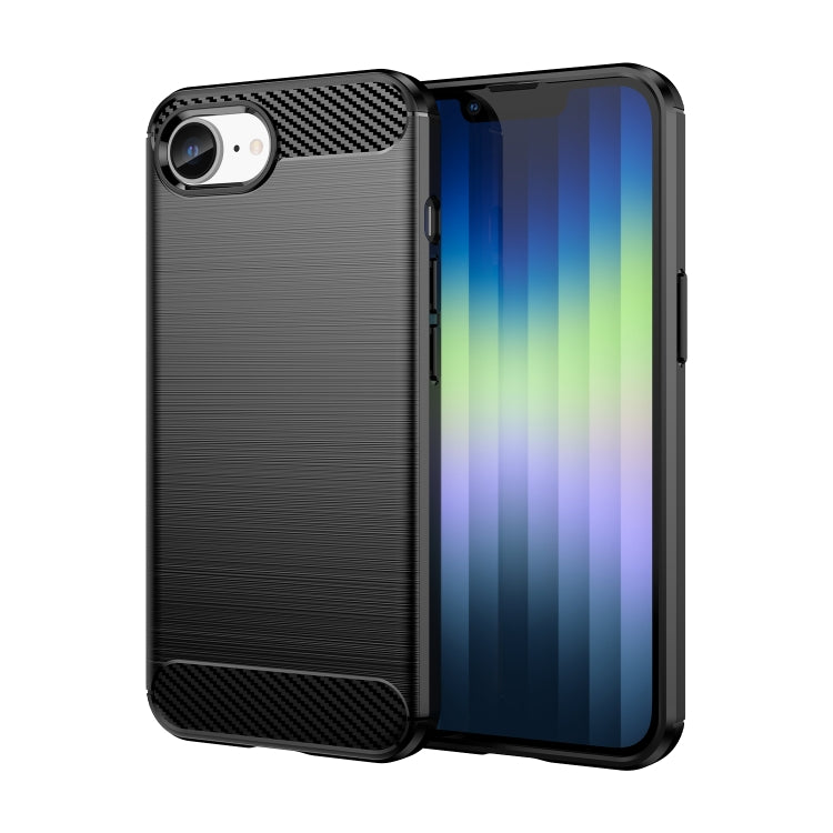 For iPhone SE 2024 Brushed Texture Carbon Fiber TPU Phone Case(Black) - More iPhone Cases by PMC Jewellery | Online Shopping South Africa | PMC Jewellery | Buy Now Pay Later Mobicred