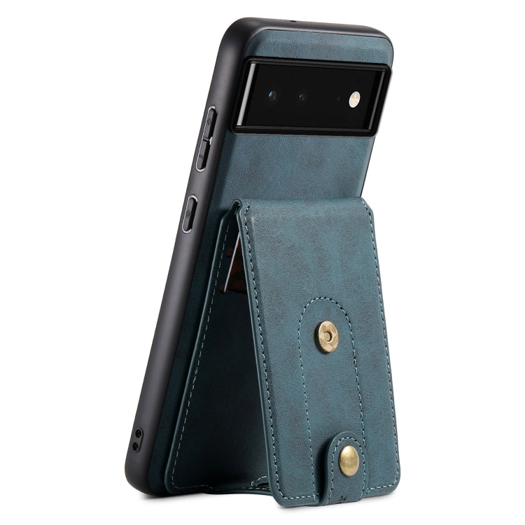 For Google Pixel 6 Denior D14 NK Retro Pattern MagSafe Magnetic Card Holder Leather Phone Case(Blue) - free shipping - PMC TechLife - Order now!