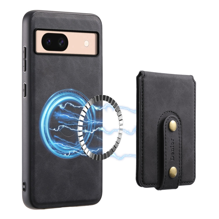 For Google Pixel 8a Denior D14 NK Retro Pattern MagSafe Magnetic Card Holder Leather Phone Case(Black) - Google Cases by Denior | Online Shopping South Africa | PMC TechLife | Buy Now Pay Later Mobicred