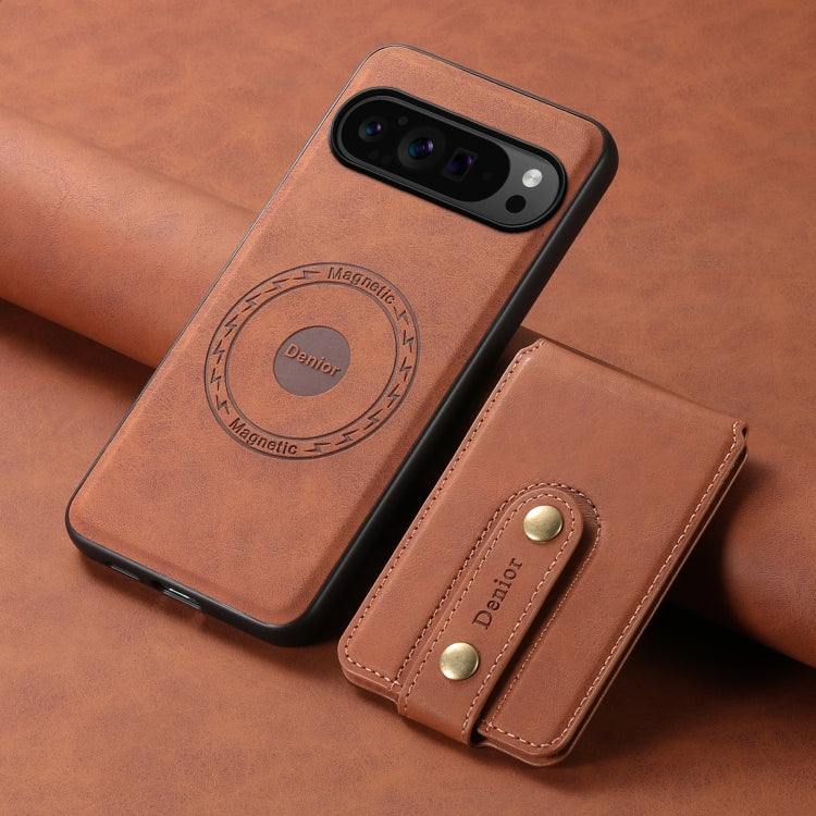 For Google Pixel 9 Pro Denior D14 NK Retro Pattern MagSafe Magnetic Card Holder Leather Phone Case(Brown) - Google Cases by Denior | Online Shopping South Africa | PMC Jewellery | Buy Now Pay Later Mobicred