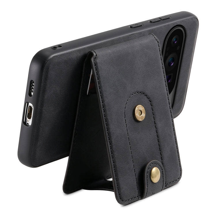 For Google Pixel 9 Pro Denior D14 NK Retro Pattern MagSafe Magnetic Card Holder Leather Phone Case(Black) - Google Cases by Denior | Online Shopping South Africa | PMC TechLife | Buy Now Pay Later Mobicred