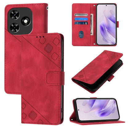 For Tecno Spark Go 2024 / Spark 20C Skin Feel Embossed Leather Phone Case(Red) - Tecno Cases by PMC Jewellery | Online Shopping South Africa | PMC Jewellery | Buy Now Pay Later Mobicred