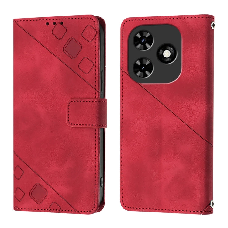 For Tecno Spark Go 2024 / Spark 20C Skin Feel Embossed Leather Phone Case(Red) - Tecno Cases by PMC Jewellery | Online Shopping South Africa | PMC Jewellery | Buy Now Pay Later Mobicred