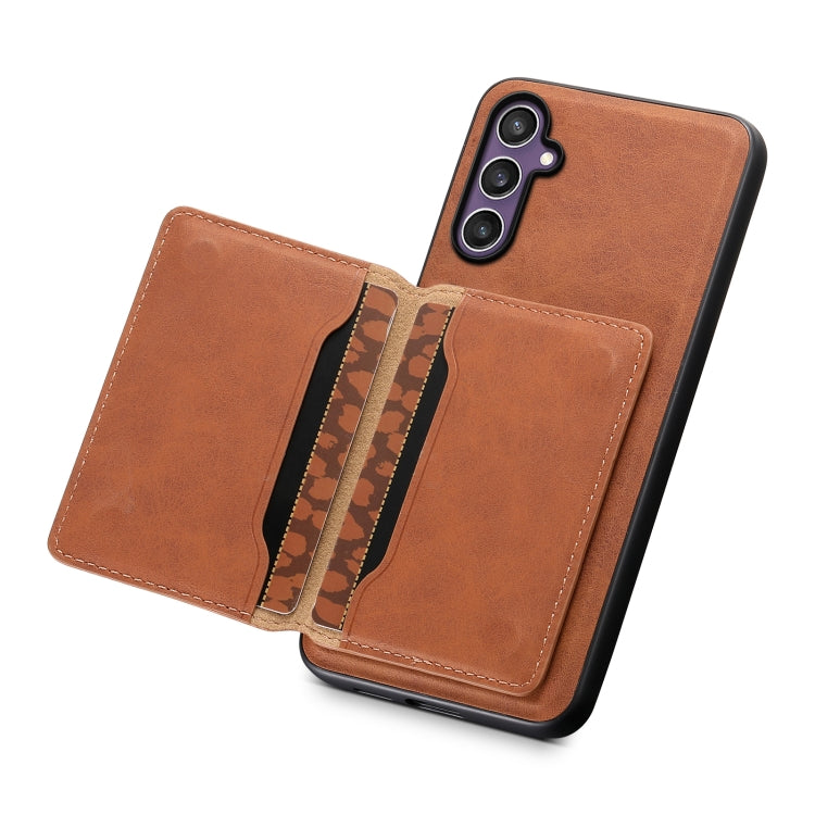 For Samsung Galaxy S24 5G Denior D13 Retro Texture Leather MagSafe Card Bag Phone Case(Brown) - Galaxy S24 5G Cases by Denior | Online Shopping South Africa | PMC Jewellery | Buy Now Pay Later Mobicred