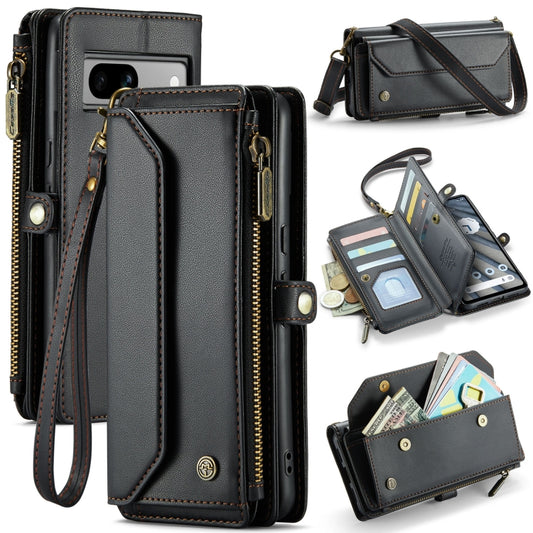 For Google Pixel 7a CaseMe C36 Card Slots Zipper Wallet RFID Anti-theft Leather Phone Case(Black) - Google Cases by CaseMe | Online Shopping South Africa | PMC Jewellery | Buy Now Pay Later Mobicred