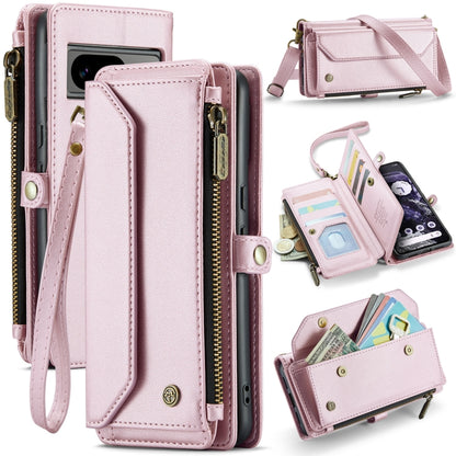 For Google Pixel 8 CaseMe C36 Card Slots Zipper Wallet RFID Anti-theft Leather Phone Case(Pink) - Google Cases by CaseMe | Online Shopping South Africa | PMC Jewellery | Buy Now Pay Later Mobicred