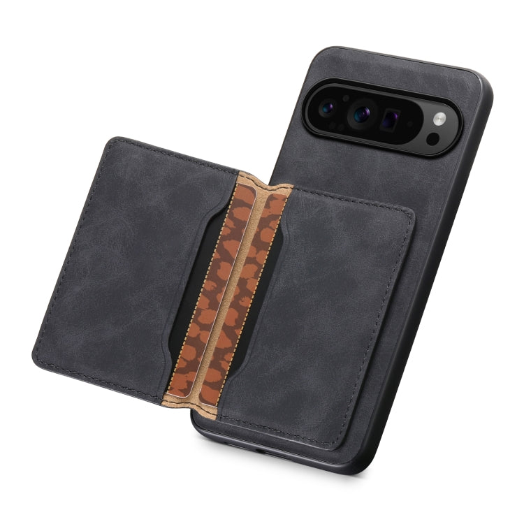 For Google Pixel 9 Pro Denior D13 Retro Texture Leather MagSafe Card Bag Phone Case(Black) - Google Cases by Denior | Online Shopping South Africa | PMC Jewellery | Buy Now Pay Later Mobicred