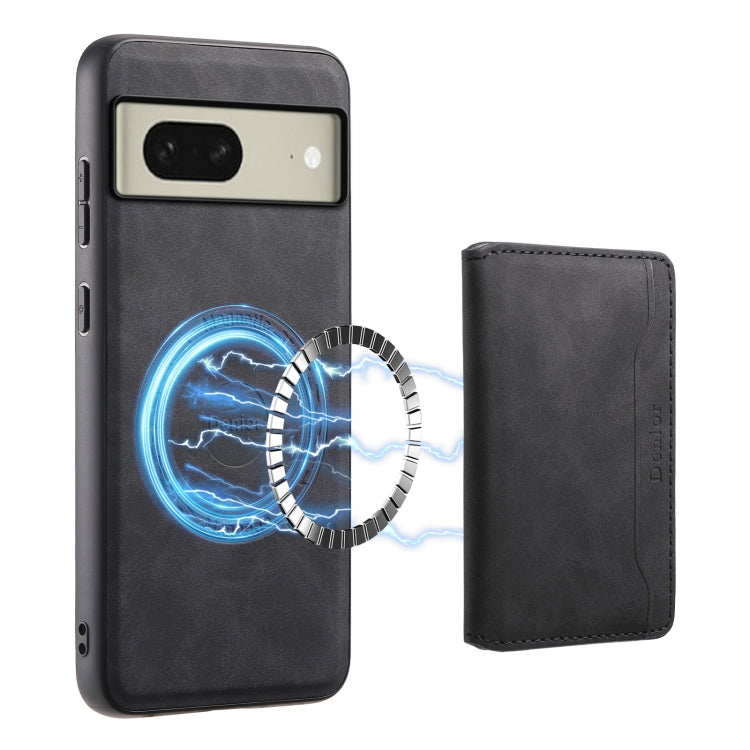 For Google Pixel 8 Denior D13 Retro Texture Leather MagSafe Card Bag Phone Case(Black) - Google Cases by Denior | Online Shopping South Africa | PMC TechLife | Buy Now Pay Later Mobicred