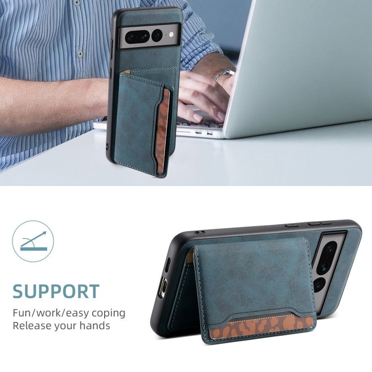 For Google Pixel 7 Pro 5G Denior D13 Retro Texture Leather MagSafe Card Bag Phone Case(Blue) - free shipping - PMC TechLife - Order now!