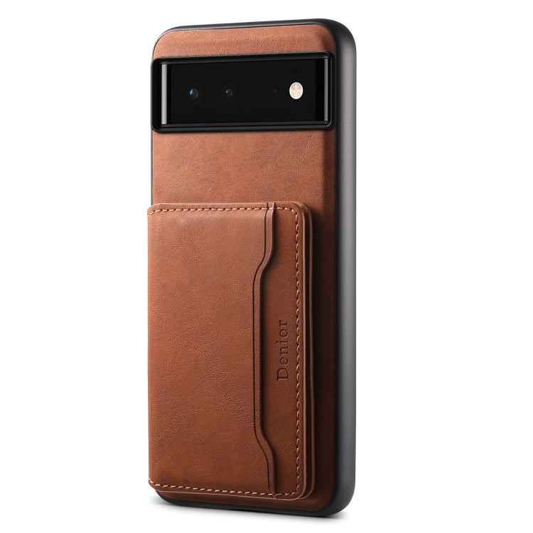 For Google Pixel 6 Denior D13 Retro Texture Leather MagSafe Card Bag Phone Case(Brown) - Google Cases by Denior | Online Shopping South Africa | PMC Jewellery | Buy Now Pay Later Mobicred