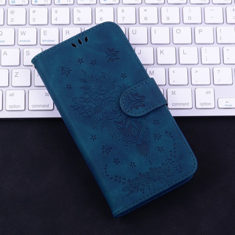 For iPhone SE 2024 Butterfly Rose Embossed Leather Phone Case(Blue) - More iPhone Cases by PMC Jewellery | Online Shopping South Africa | PMC Jewellery | Buy Now Pay Later Mobicred