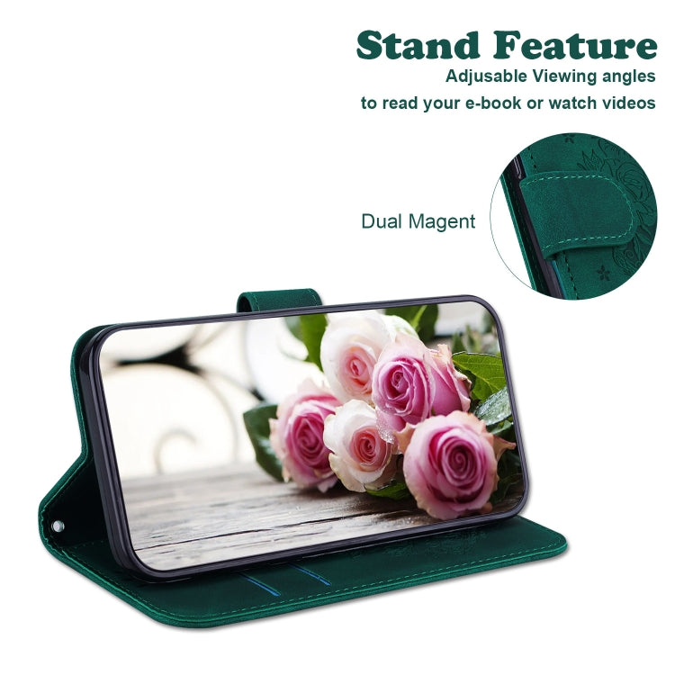 For iPhone 16e Butterfly Rose Embossed Leather Phone Case(Green) - iPhone 16e Cases by PMC TechLife | Online Shopping South Africa | PMC TechLife | Buy Now Pay Later Mobicred