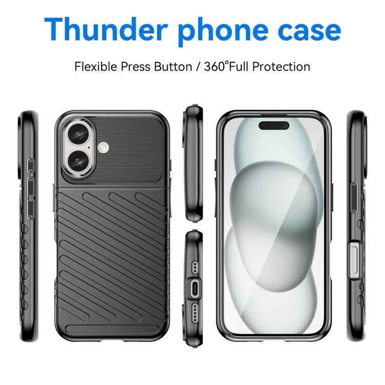 For iPhone 16 Thunderbolt Shockproof Soft TPU Phone Case(Black) - iPhone 16 Cases by PMC TechLife | Online Shopping South Africa | PMC TechLife | Buy Now Pay Later Mobicred