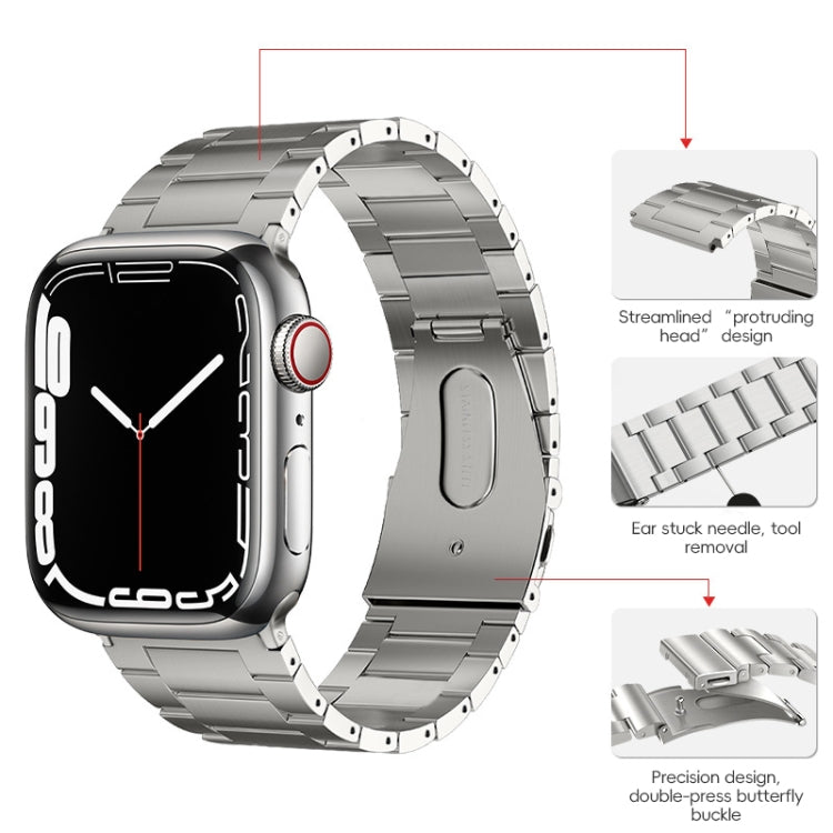 For Apple Watch 38mm PG63 Three-Bead Protrusion Titanium Metal Watch Band(Silver) - free shipping - PMC TechLife - Order now!