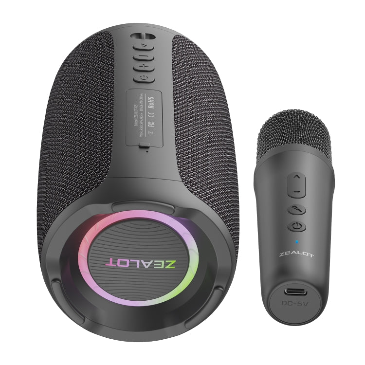 Zealot S61M RGB Rhythmic Light Karaoke Wireless Speaker, Style:Dual Mic(Black) - free shipping - PMC Jewellery - Order now!