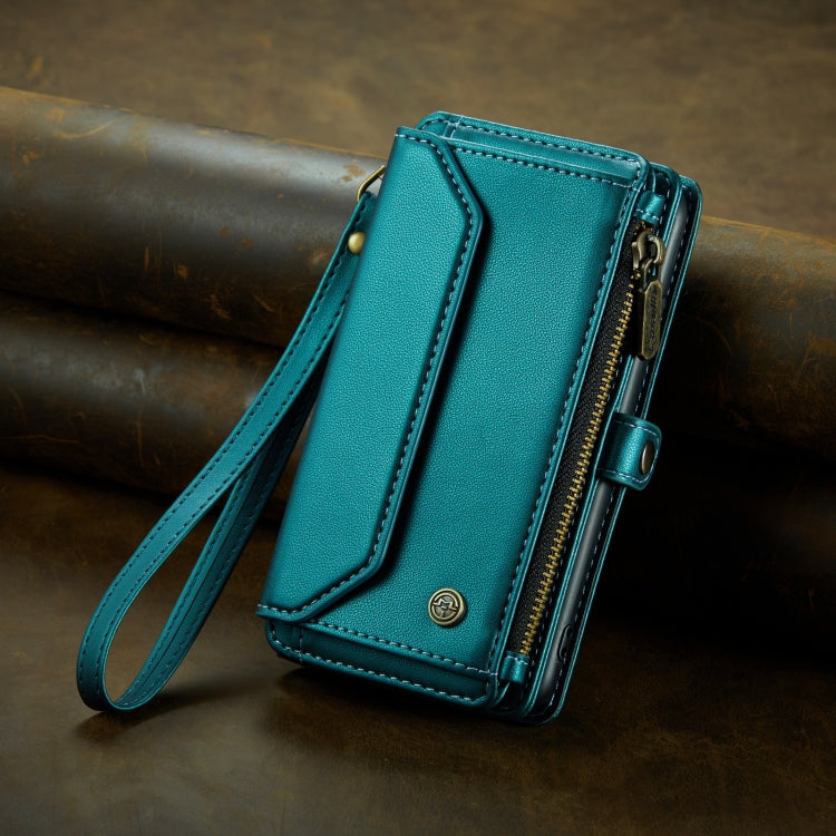 For iPhone XS / X CaseMe C36 Card Slots Zipper Wallet RFID Anti-theft Leather Phone Case(Blue-green) - More iPhone Cases by CaseMe | Online Shopping South Africa | PMC Jewellery | Buy Now Pay Later Mobicred