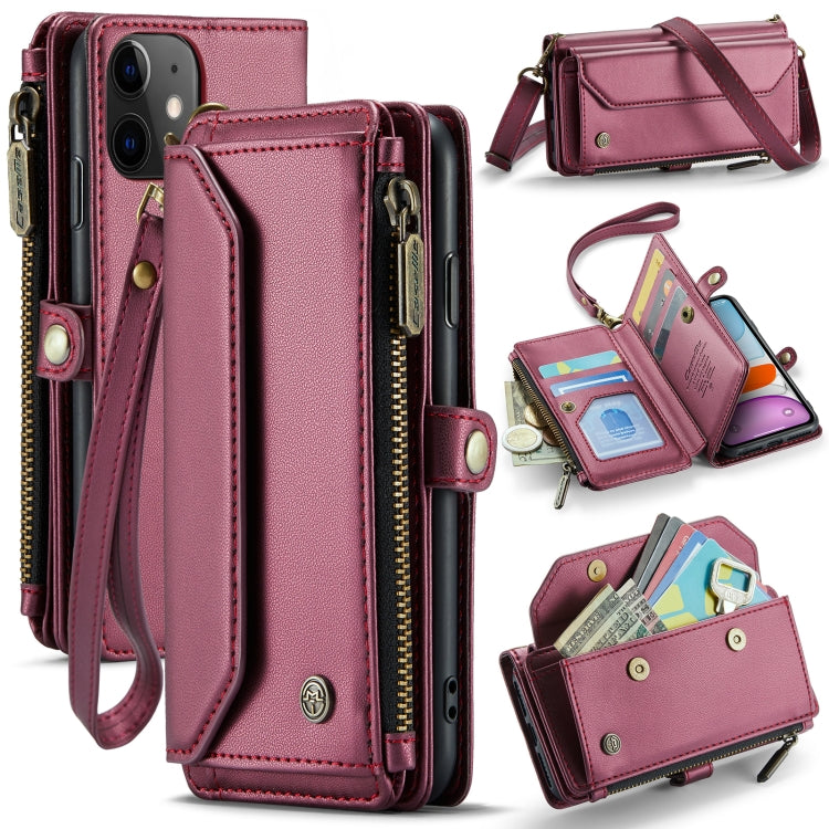 For iPhone 11 CaseMe C36 Card Slots Zipper Wallet RFID Anti-theft Leather Phone Case(Wine Red) - iPhone 11 Cases by CaseMe | Online Shopping South Africa | PMC Jewellery | Buy Now Pay Later Mobicred