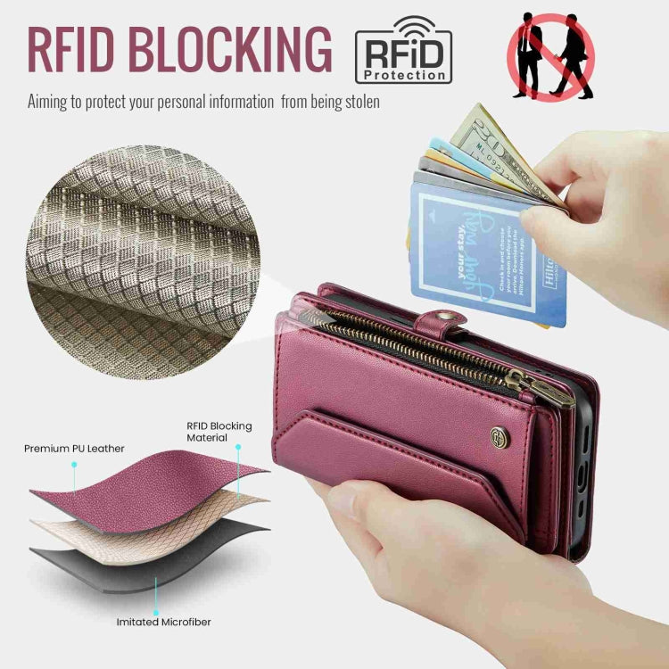 For iPhone 13 mini CaseMe C36 Card Slots Zipper Wallet RFID Anti-theft Leather Phone Case(Wine Red) - iPhone 13 mini Cases by CaseMe | Online Shopping South Africa | PMC Jewellery | Buy Now Pay Later Mobicred