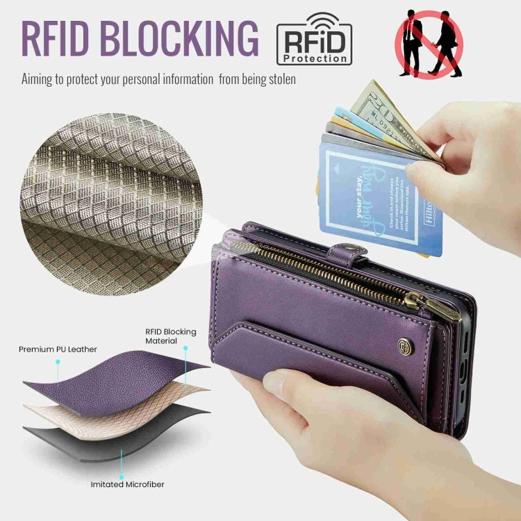 For iPhone 14 CaseMe C36 Card Slots Zipper Wallet RFID Anti-theft Leather Phone Case(Purple) - iPhone 14 Cases by CaseMe | Online Shopping South Africa | PMC Jewellery | Buy Now Pay Later Mobicred