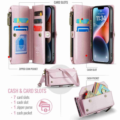 For iPhone 14 CaseMe C36 Card Slots Zipper Wallet RFID Anti-theft Leather Phone Case(Pink) - iPhone 14 Cases by CaseMe | Online Shopping South Africa | PMC Jewellery | Buy Now Pay Later Mobicred