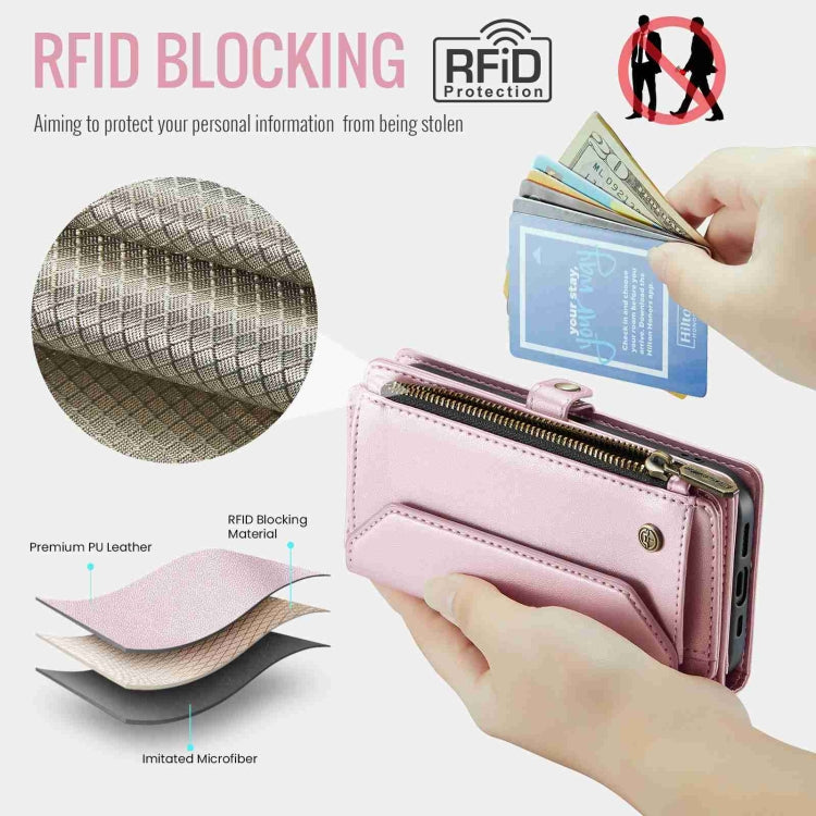 For iPhone 14 CaseMe C36 Card Slots Zipper Wallet RFID Anti-theft Leather Phone Case(Pink) - iPhone 14 Cases by CaseMe | Online Shopping South Africa | PMC Jewellery | Buy Now Pay Later Mobicred