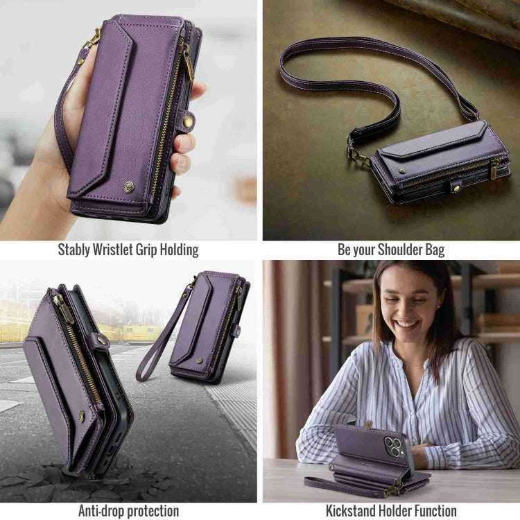 For iPhone 14 Pro CaseMe C36 Card Slots Zipper Wallet RFID Anti-theft Leather Phone Case(Purple) - iPhone 14 Pro Cases by CaseMe | Online Shopping South Africa | PMC Jewellery | Buy Now Pay Later Mobicred