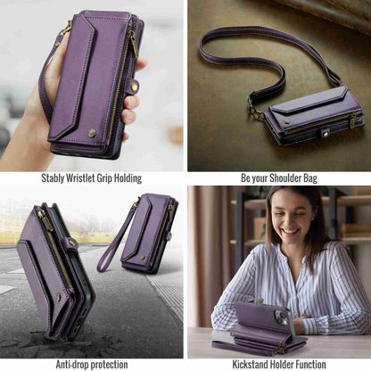 For iPhone 15 CaseMe C36 Card Slots Zipper Wallet RFID Anti-theft Leather Phone Case(Purple) - iPhone 15 Cases by CaseMe | Online Shopping South Africa | PMC Jewellery | Buy Now Pay Later Mobicred