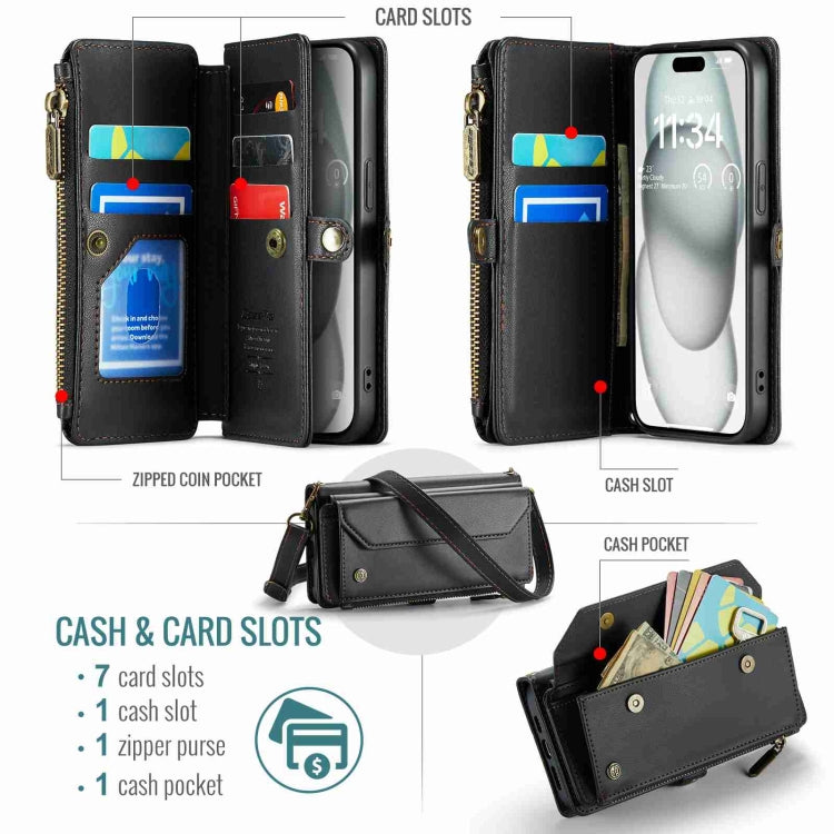 For iPhone 15 Plus CaseMe C36 Card Slots Zipper Wallet RFID Anti-theft Leather Phone Case(Black) - iPhone 15 Plus Cases by CaseMe | Online Shopping South Africa | PMC Jewellery | Buy Now Pay Later Mobicred