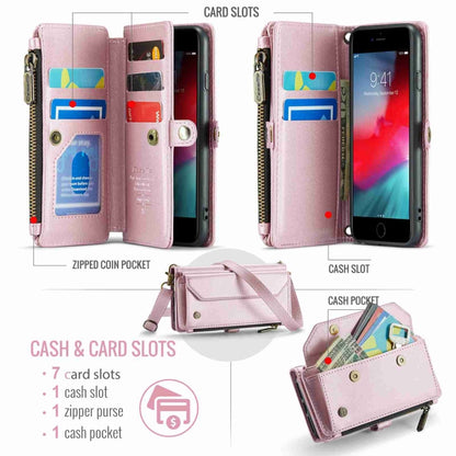 For iPhone 8 / 7 / 6 CaseMe C36 Card Slots Zipper Wallet RFID Anti-theft Leather Phone Case(Pink) - More iPhone Cases by CaseMe | Online Shopping South Africa | PMC Jewellery | Buy Now Pay Later Mobicred