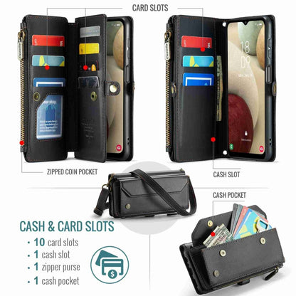 For Samsung Galaxy A12 5G CaseMe C36 Card Slots Zipper Wallet RFID Anti-theft Leather Phone Case(Black) - Galaxy Phone Cases by CaseMe | Online Shopping South Africa | PMC Jewellery | Buy Now Pay Later Mobicred