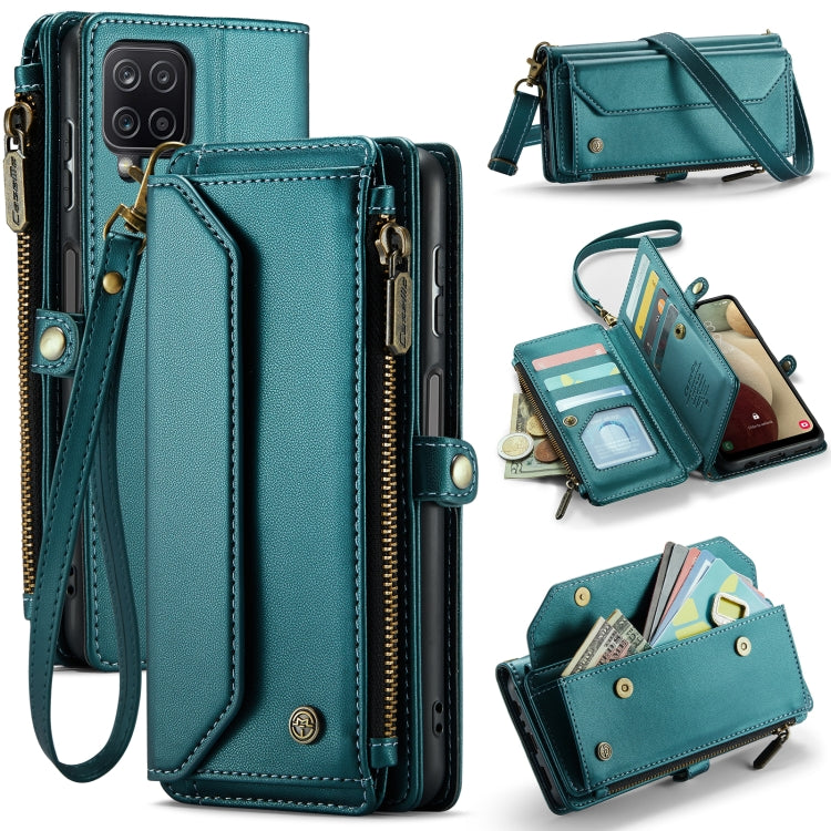 For Samsung Galaxy A12 5G CaseMe C36 Card Slots Zipper Wallet RFID Anti-theft Leather Phone Case(Blue-green) - Galaxy Phone Cases by CaseMe | Online Shopping South Africa | PMC Jewellery | Buy Now Pay Later Mobicred