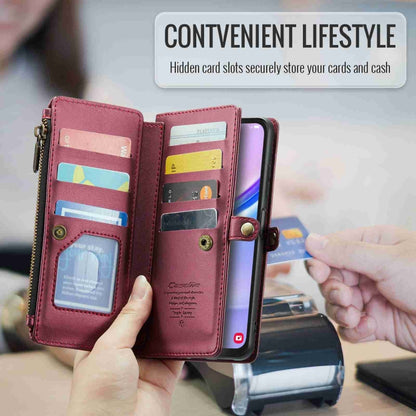 For Samsung Galaxy A15 CaseMe C36 Card Slots Zipper Wallet RFID Anti-theft Leather Phone Case(Wine Red) - Galaxy Phone Cases by CaseMe | Online Shopping South Africa | PMC Jewellery | Buy Now Pay Later Mobicred