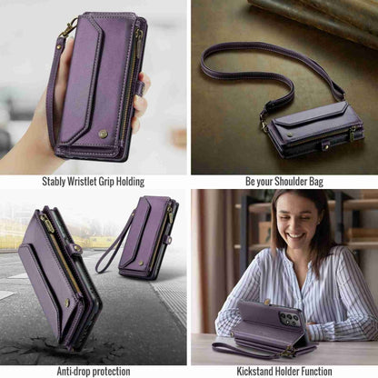 For Samsung Galaxy A23 CaseMe C36 Card Slots Zipper Wallet RFID Anti-theft Leather Phone Case(Purple) - Galaxy Phone Cases by CaseMe | Online Shopping South Africa | PMC Jewellery | Buy Now Pay Later Mobicred