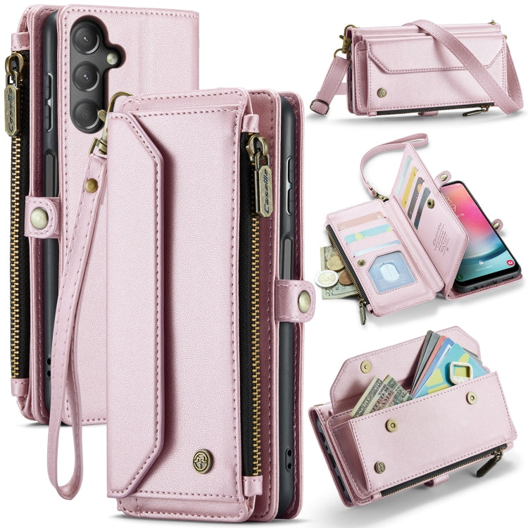 For Samsung Galaxy A24 CaseMe C36 Card Slots Zipper Wallet RFID Anti-theft Leather Phone Case(Pink) - Galaxy Phone Cases by CaseMe | Online Shopping South Africa | PMC Jewellery | Buy Now Pay Later Mobicred