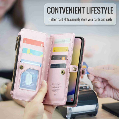 For Samsung Galaxy A25 CaseMe C36 Card Slots Zipper Wallet RFID Anti-theft Leather Phone Case(Pink) - Galaxy Phone Cases by CaseMe | Online Shopping South Africa | PMC Jewellery | Buy Now Pay Later Mobicred