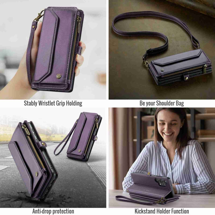 For Samsung Galaxy A32 5G CaseMe C36 Card Slots Zipper Wallet RFID Anti-theft Leather Phone Case(Purple) - Galaxy Phone Cases by CaseMe | Online Shopping South Africa | PMC Jewellery | Buy Now Pay Later Mobicred