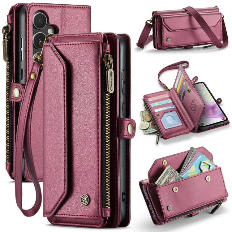 For Samsung Galaxy A35 5G CaseMe C36 Card Slots Zipper Wallet RFID Anti-theft Leather Phone Case(Wine Red) - Galaxy Phone Cases by CaseMe | Online Shopping South Africa | PMC Jewellery | Buy Now Pay Later Mobicred