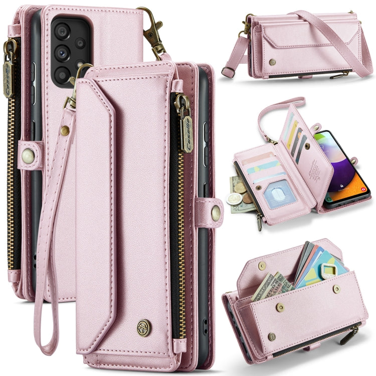 For Samsung Galaxy A52 / A52s 5G CaseMe C36 Card Slots Zipper Wallet RFID Anti-theft Leather Phone Case(Pink) - Galaxy Phone Cases by CaseMe | Online Shopping South Africa | PMC Jewellery | Buy Now Pay Later Mobicred