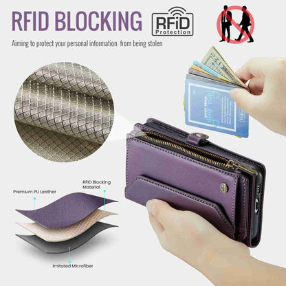 For Samsung Galaxy A55 5G CaseMe C36 Card Slots Zipper Wallet RFID Anti-theft Leather Phone Case(Purple) - Galaxy Phone Cases by CaseMe | Online Shopping South Africa | PMC Jewellery | Buy Now Pay Later Mobicred