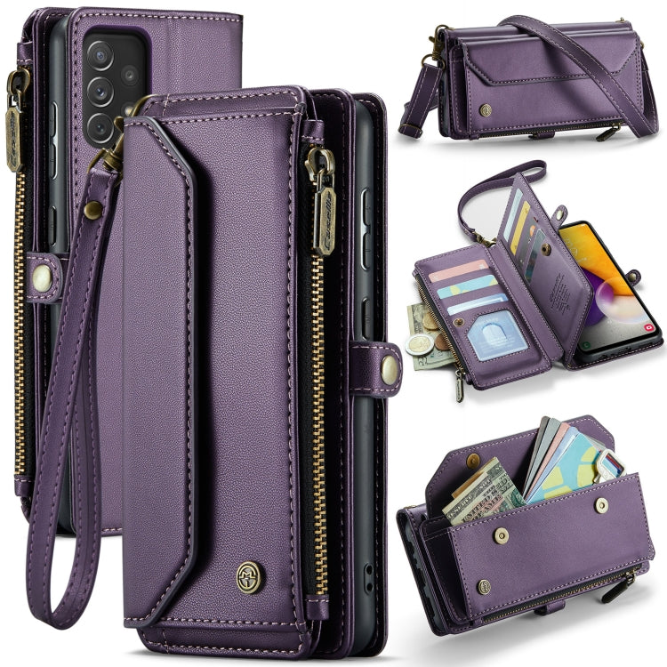 For Samsung Galaxy A72 CaseMe C36 Card Slots Zipper Wallet RFID Anti-theft Leather Phone Case(Purple) - Galaxy Phone Cases by CaseMe | Online Shopping South Africa | PMC Jewellery | Buy Now Pay Later Mobicred