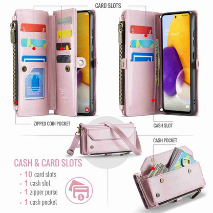 For Samsung Galaxy A72 CaseMe C36 Card Slots Zipper Wallet RFID Anti-theft Leather Phone Case(Pink) - Galaxy Phone Cases by CaseMe | Online Shopping South Africa | PMC Jewellery | Buy Now Pay Later Mobicred