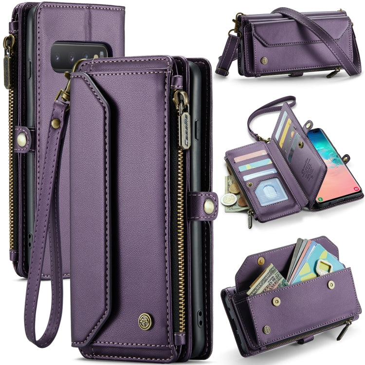 For Samsung Galaxy S10+ CaseMe C36 Card Slots Zipper Wallet RFID Anti-theft Leather Phone Case(Purple) - Galaxy Phone Cases by CaseMe | Online Shopping South Africa | PMC Jewellery | Buy Now Pay Later Mobicred